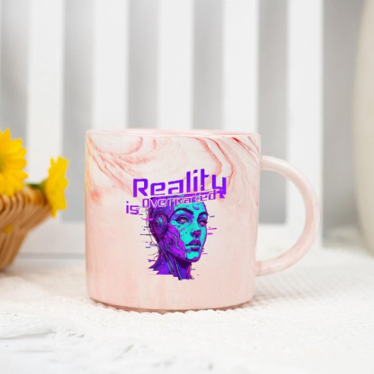 Reality is Overrated – Vaporwave Cyberpunk Marble Mugs