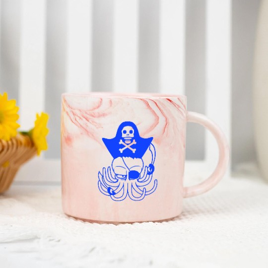 Octopus pirate crew captain sailor buccaneer sail Marble Mugs