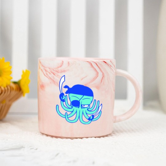 Octopus pirate crew captain sailor buccaneer sail Marble Mugs