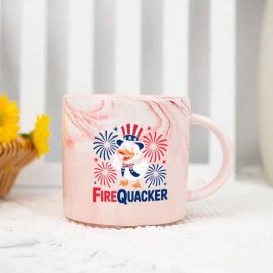 Womens Duck Firequacker Patriotic Fourth of July I Marble Mugs