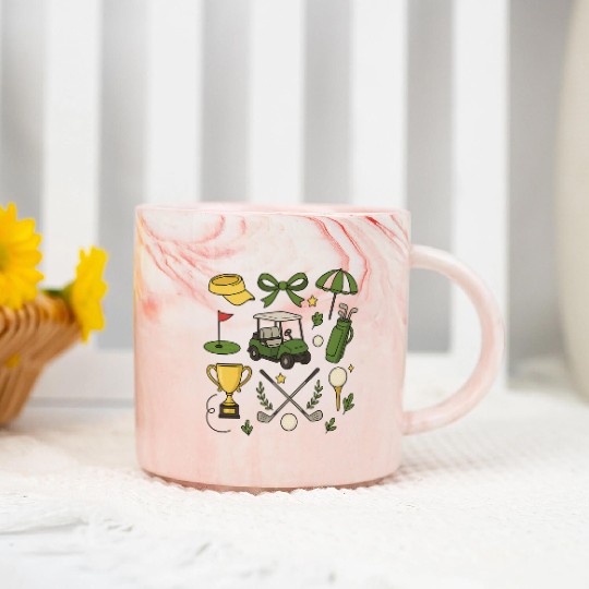 Preppy Golf Coquette Golf Marble Mugs