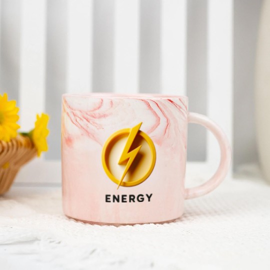 Minimalist Energy Lightning Bolt Cap Design Marble Mugs
