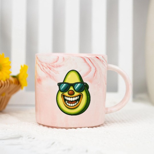 Cool avocado with sunglasses summer veggie fun Marble Mugs