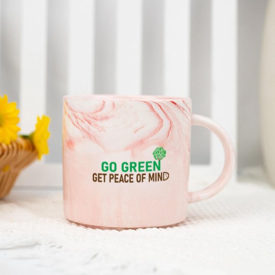 Peaceful Green Tree Logo for Eco Apparel Marble Mugs