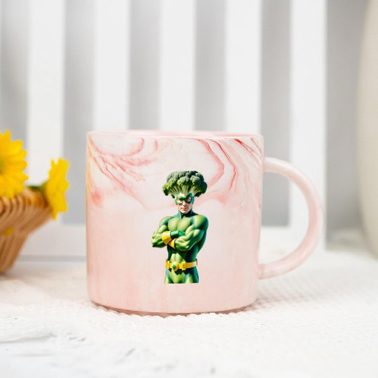 Broccoli Superhero Marble Mugs