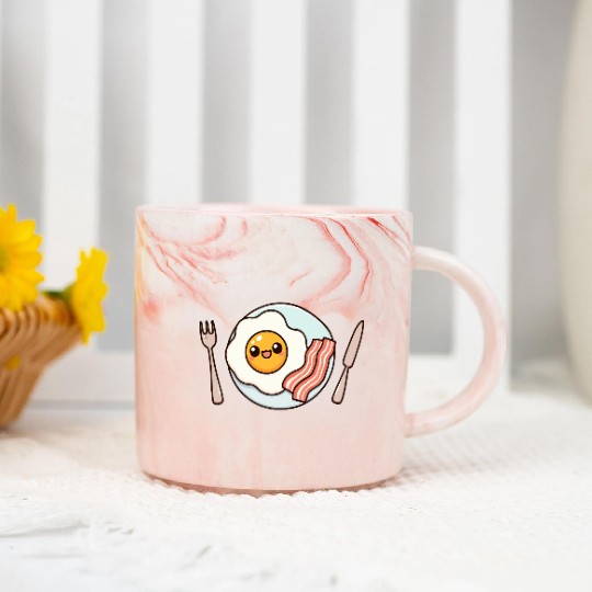Whimsical Sunny Side Fried Egg Design Marble Mugs