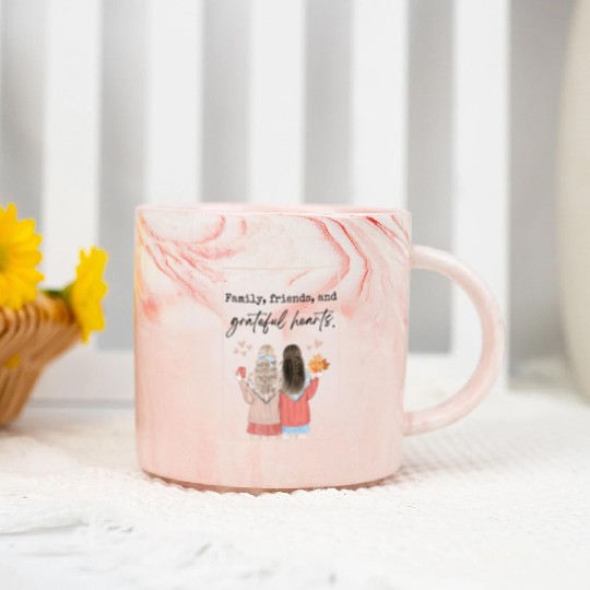 Family, friends, and grateful hearts Marble Mugs