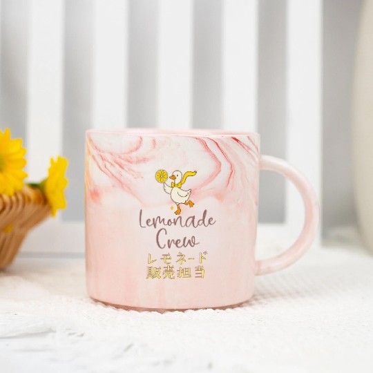 Lemonade Crew Kawaii Goose Marble Mugs