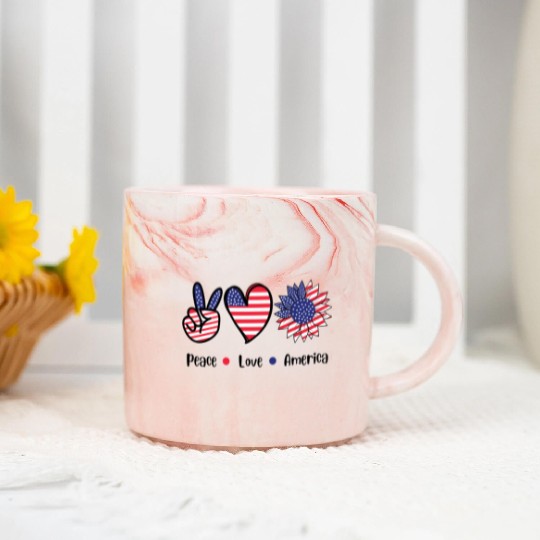 Peace Love America Marble Mugs
