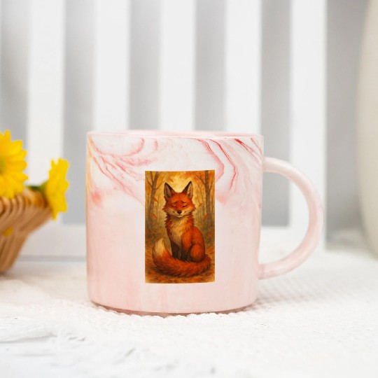 Autumn Serenity Fox Marble Mugs