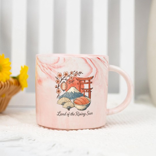 Japan Culture - Mount Fuji & Sakura Vintage Art Marble Mugs