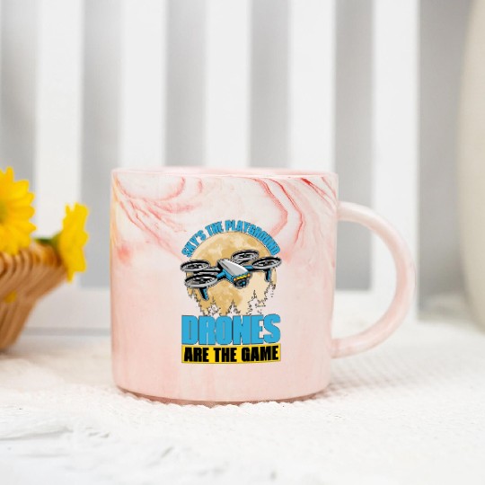 Drone Enthusiast Sky's The Playground Quadcopter Marble Mugs