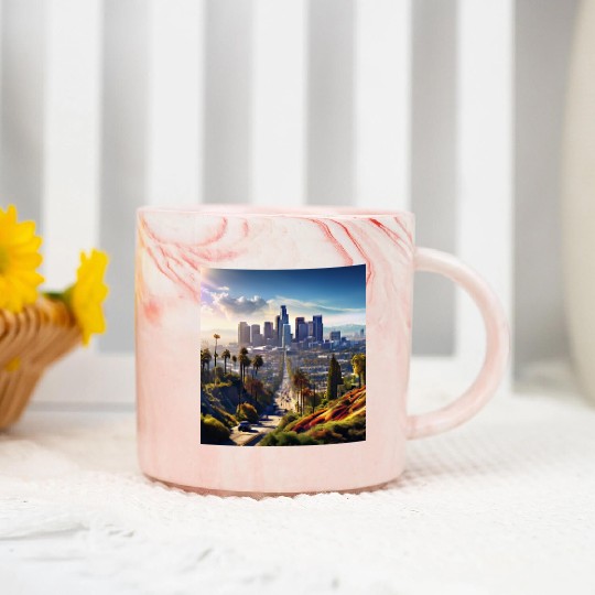los angeles city. Marble Mugs