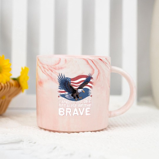 Land of the Free Because of the Brave Marble Mugs