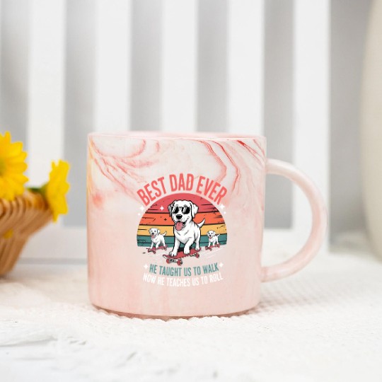 Best Dog Dad Ever Skateboarding Puppy Lover Marble Mugs