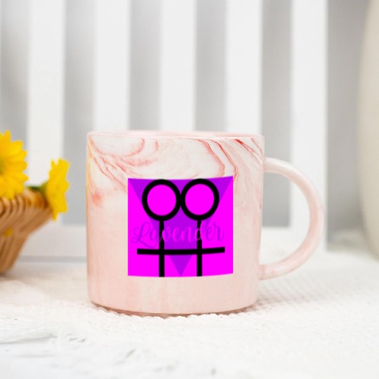 Women Symbol with Lavender Triangle Marble Mugs