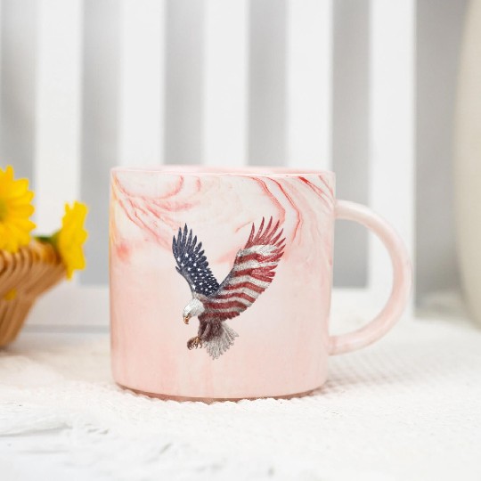 Bald Eagle with the American Flag Forming Wings Marble Mugs
