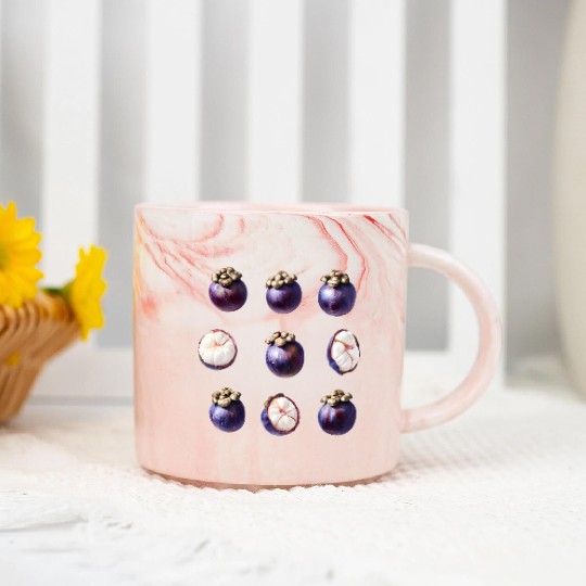Sweet Mangosteen Tropical Fruit Marble Mugs