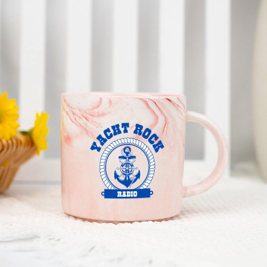 YACHT ROCK - BLUE LETTERS Marble Mugs