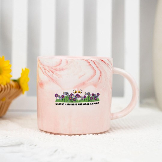 Choose Happiness Wear a Smile Marble Mugs
