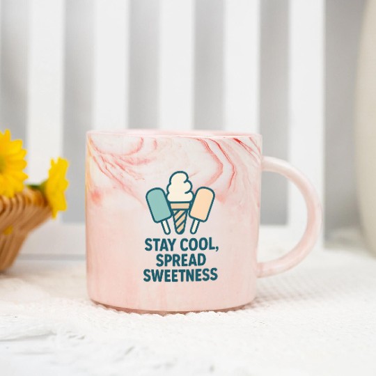 Stay Cool, Spread Sweetness Cute Ice Cream Cone Marble Mugs
