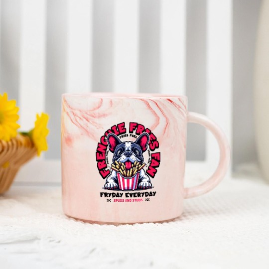 Frenchie Fries Fan Marble Mugs