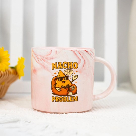 Funny Nacho Pun – Relaxed & Cheesy Vibes Marble Mugs