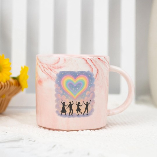 20250702 1417 Rainbow Heart Dance simple compos Marble Mugs