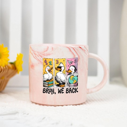 Bruh We Back Silly Goose Back to School Marble Mugs