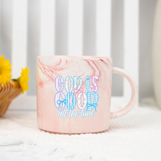 God Is Good All The Time Preppy Boho Christian Marble Mugs