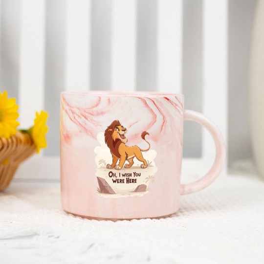 Lonely Lion Longing Marble Mugs