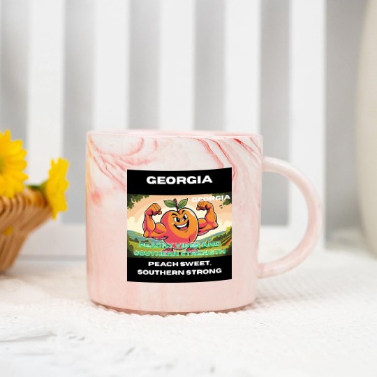 Georgia Peach State Art Marble Mugs