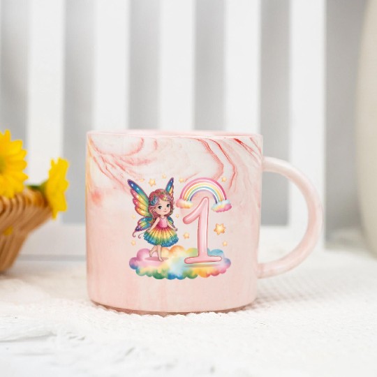 Magical Rainbow Fairy Elf 1st Birthday Girl Marble Mugs