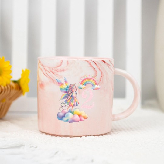Magical Rainbow Fairy Elf 2nd Birthday Girl Marble Mugs