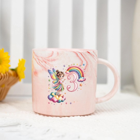Magical Rainbow Fairy Elf 3nd Birthday Girl Marble Mugs