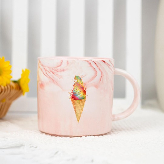 Artfully decorated ice cream in a waffle cone Marble Mugs