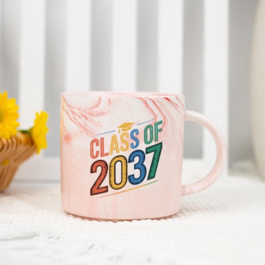 Class of 2037 Grow With Me, Funny back to school Marble Mugs