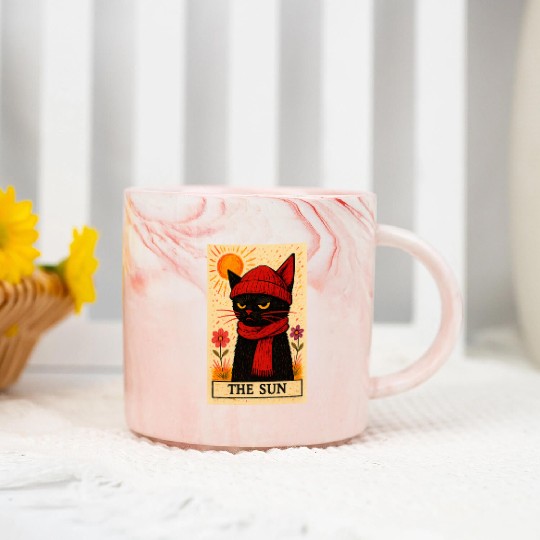 Grumpy Cat Tarot Card The Sun Marble Mugs