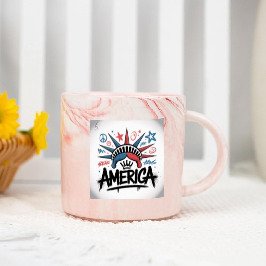 Statue of Liberty USA Graffiti Zero Limit Brand Marble Mugs