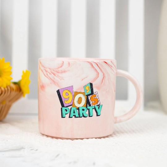 90s Party Vibes Retro Neon Dance Aesthetic Marble Mugs