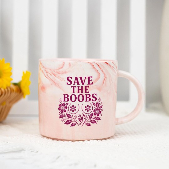 Save the boobs floral Marble Mugs