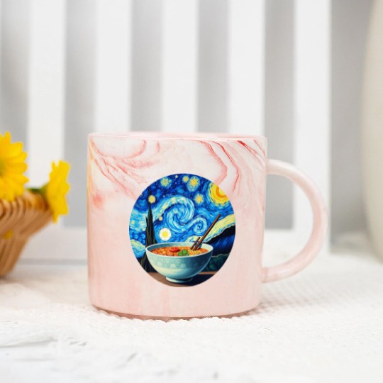 Van Gogh's Starry Night ramen noodle Bowl japanese Marble Mugs