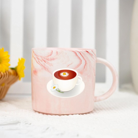 Chamomile tea motif with blossom in an elegant cup Marble Mugs
