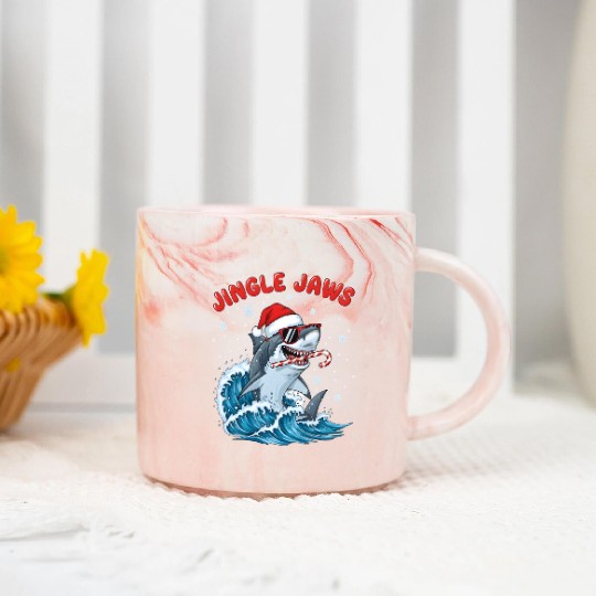 Jingle Jaws – Christmas Holiday with Bite Design Marble Mugs