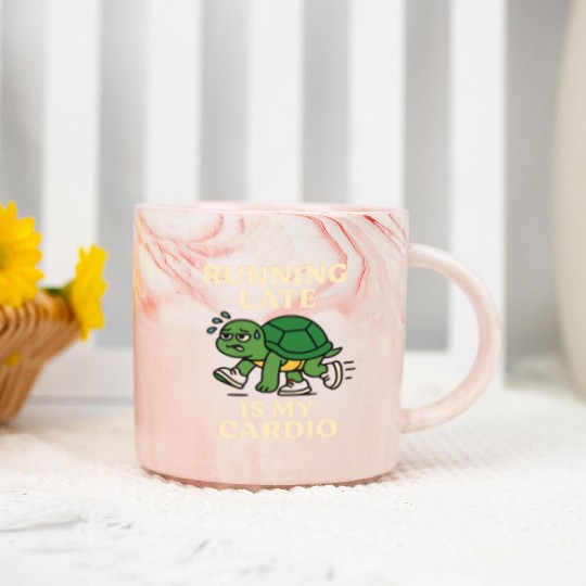 Running Late Turtle Relatable Fitness Marble Mugs