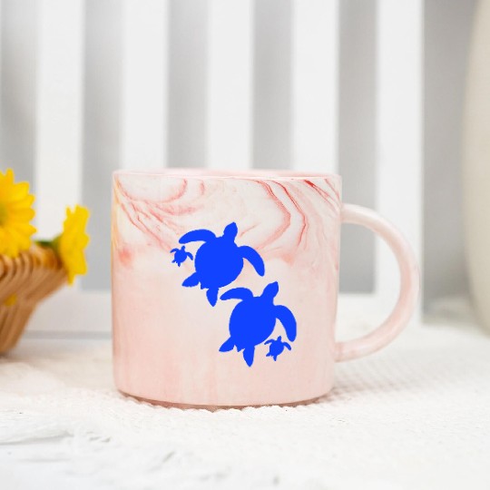 Water turtle family 2 children parents mom dad Marble Mugs