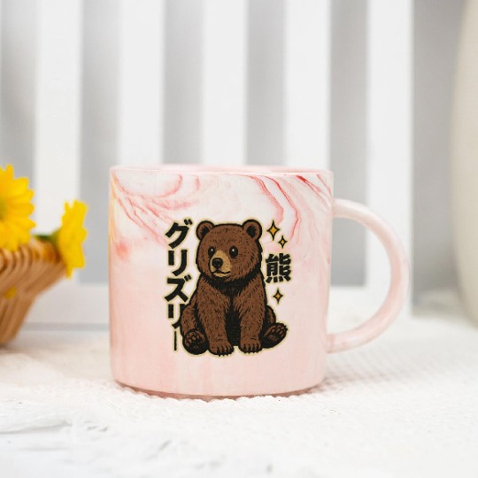 Kawaii Grizzly Japanese Marble Mugs