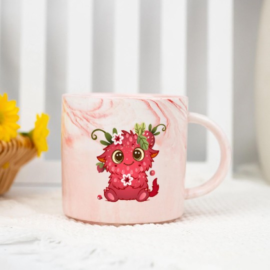 Cute Monster in Raspberry Design Marble Mugs