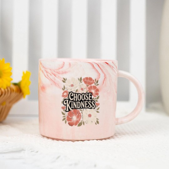 Choose Kindness Boho Flower Vintage Positivity Marble Mugs