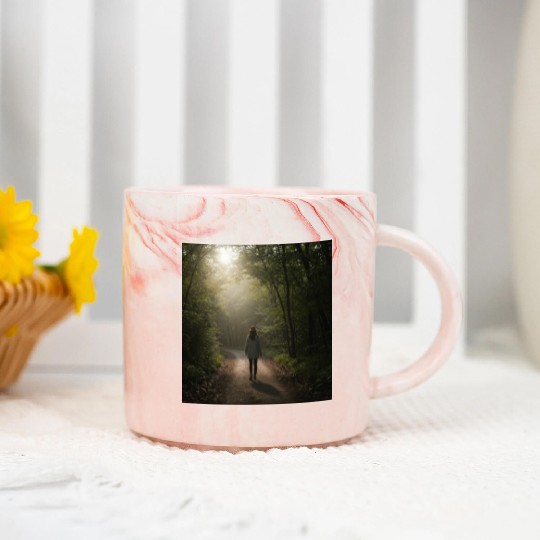 Enchanted Forest Path Illustration Marble Mugs